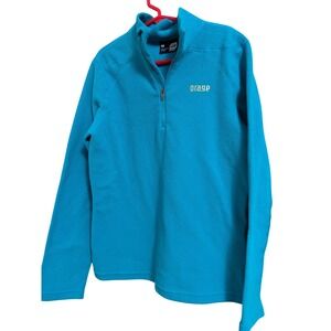 Orage Fleece Quarter Zip Pullover Teal Blue Size M
